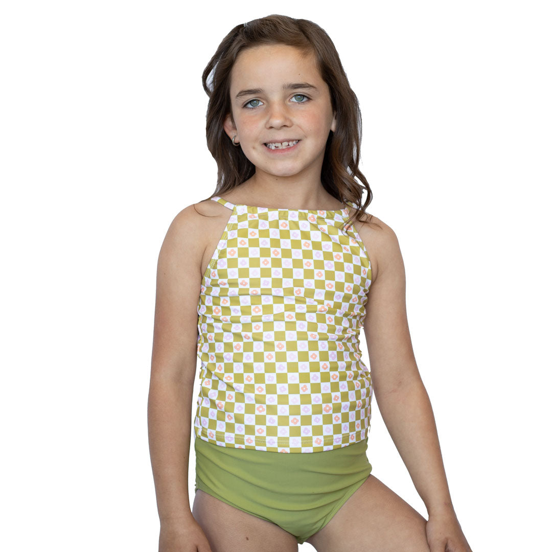 High Neck Crop Tankini Top (Girls)