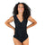 V Neck Gathered One Piece Swimsuit