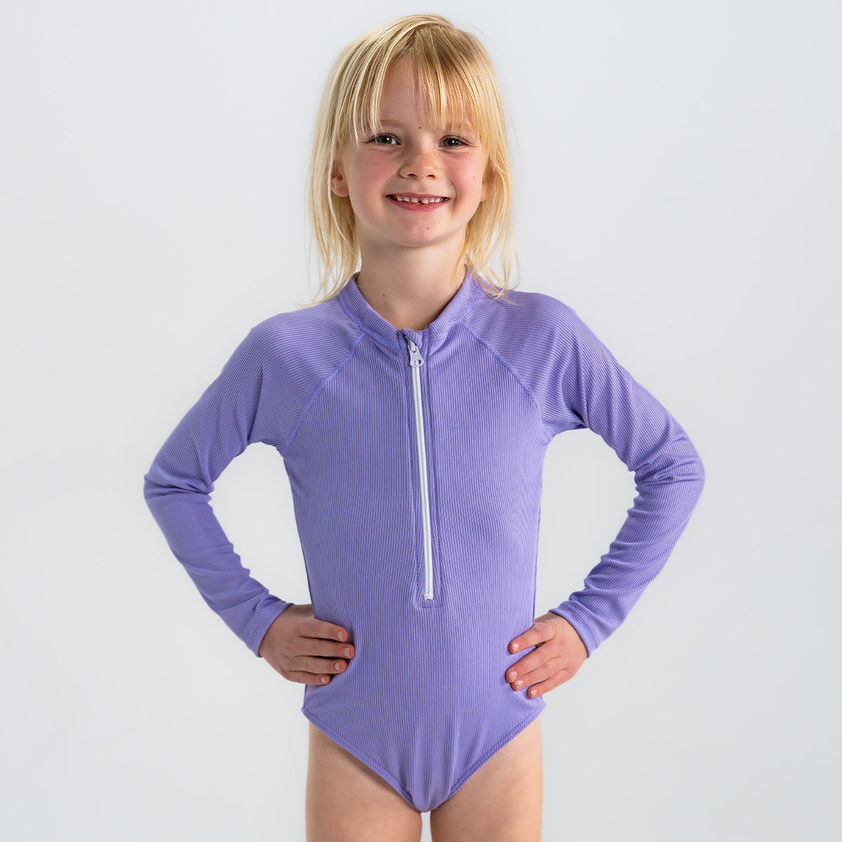 Long Sleeve Rash Guard One Piece Swimsuit (Girls)